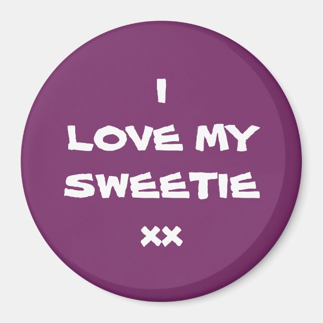 I LOVE MY SWEETIE Super Cute Purple Fridge Magnet (Front)