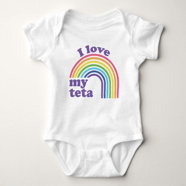 I Love My Teta - Cute Rainbow  Baby Bodysuit (Front)