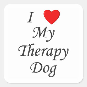 I Love My Therapy Dog Square Sticker