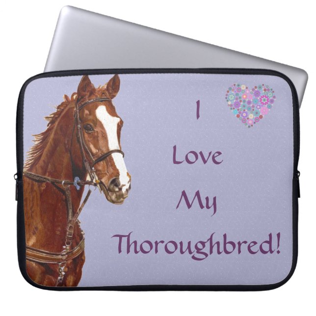 I Love My Thoroughbred Horse Laptop Bag (Front)