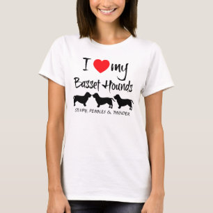I Love My Three Basset Hound Dogs T-Shirt
