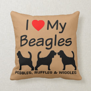I Love My Three Beagle Dogs Cushion