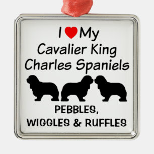 I Love My Three Cavalier King Charles Spaniel Dogs Metal Ornament