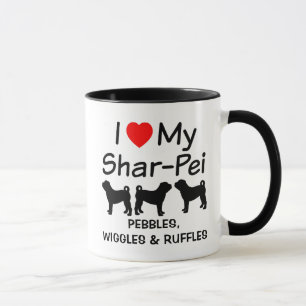 I Love My Three Chinese Shar Pei Dogs Mug