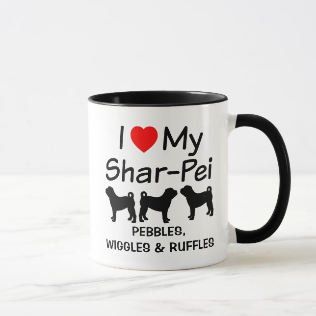 I Love My Three Chinese Shar Pei Dogs Mug (Right)