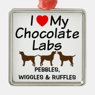 I Love My Three Chocolate Lab Dogs Ornament