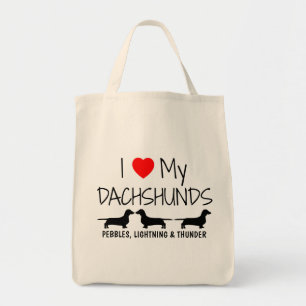 I Love My Three Dachshunds Tote Bag