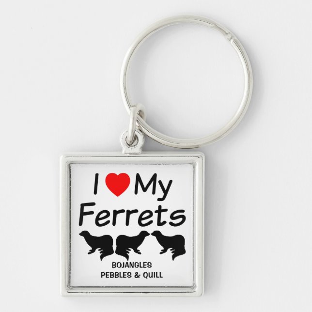 I Love My THREE Ferrets Key Ring (Front)