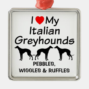 I Love My Three Italian Greyhound Dogs Ornament