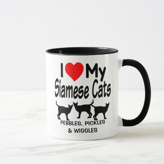 I Love My Three Siamese Cats Mug (Right)