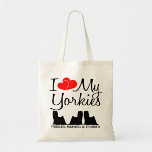 I Love My THREE Yorkies Tote Bag