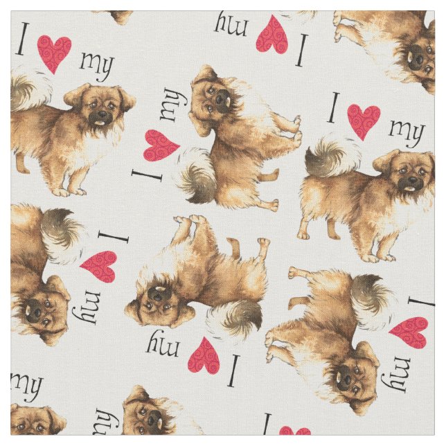 I Love my Tibetan Spaniel Fabric (Close Up)