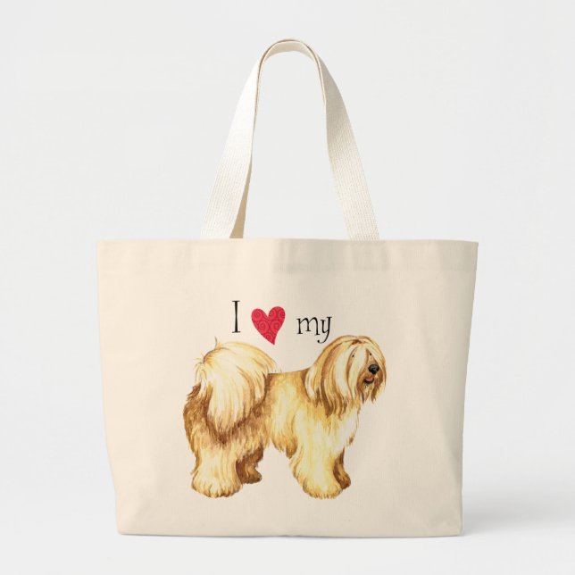 I Love my Tibetan Terrier Large Tote Bag (Front)