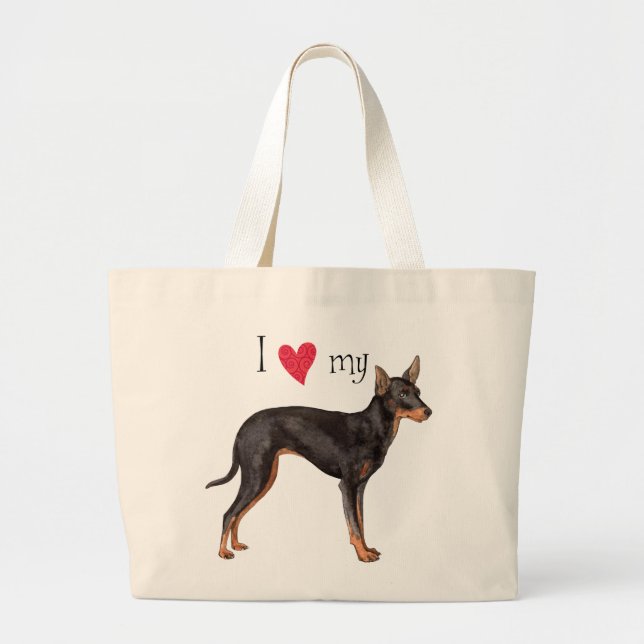 I Love my Toy Manchester Terrier Large Tote Bag (Front)
