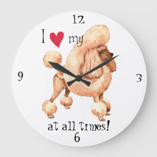 I Love my Toy Poodle Large Clock