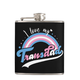 I Love My Transdad LGBTQ Transgender Hip Flask