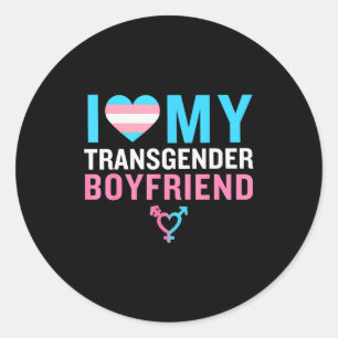 I Love My Transgender Boyfriend Lgbt Pride Valenti Classic Round Sticker