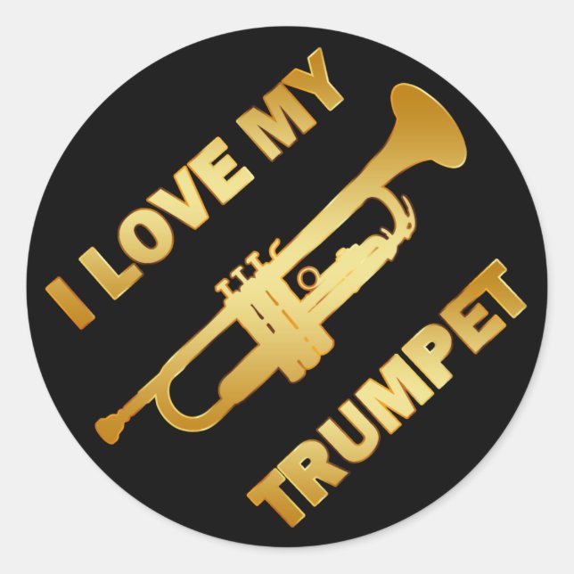I LOVE MY TRUMPET CLASSIC ROUND STICKER (Front)