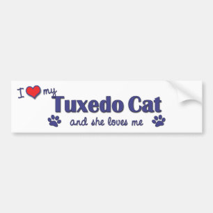 I Love My Tuxedo Cat (Female Cat) Bumper Sticker
