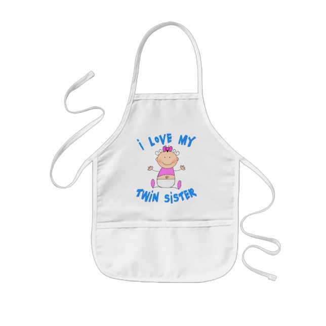 I Love My Twin Sister Kids Apron (Front)