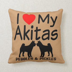 I Love My TWO Akita Dogs Cushion