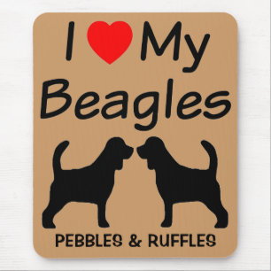 I Love My Two Beagles Dog Breed Mousepad