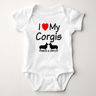 I Love My TWO Corgis Baby Bodysuit