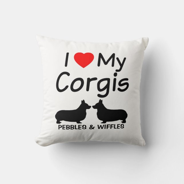 I Love My TWO Corgis Cushion (Front)