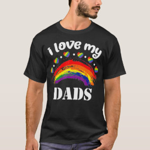 I Love My Two Dads LGBT Flag Clothes Kids Baby Rai T-Shirt
