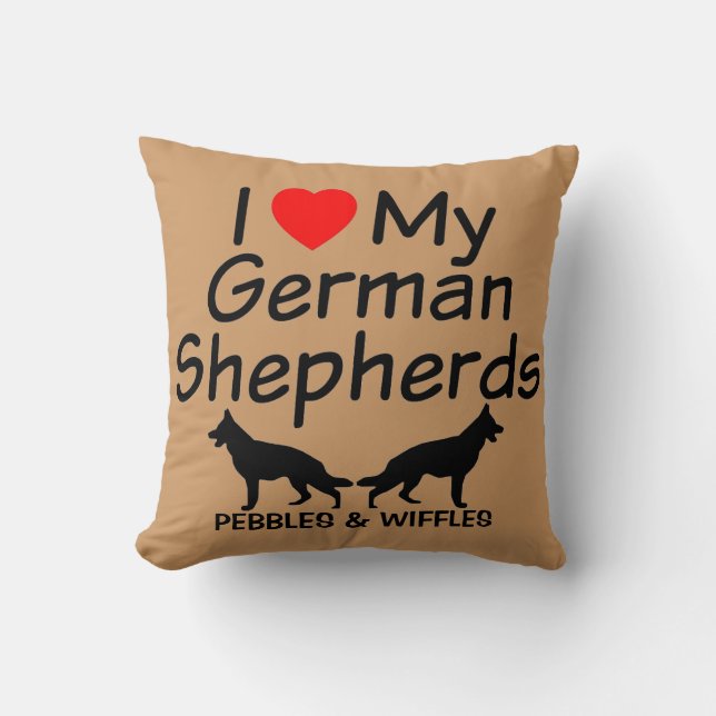 I Love My TWO German Shepherds Cushion (Front)
