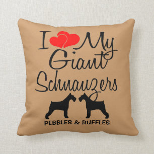 I Love My TWO Giant Schnauzers Dog Pillow