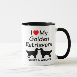 I Love My Two Golden Retriever Dogs Mug