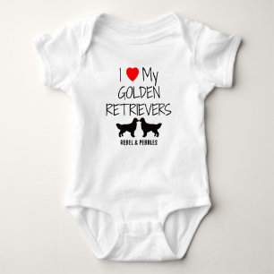 I Love My Two Golden Retrievers Baby Bodysuit