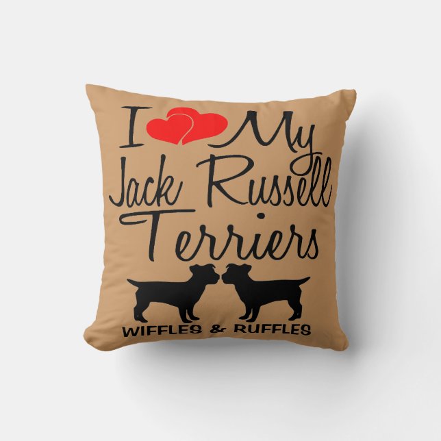 I Love My TWO Jack Russell Terrier Dogs Cushion (Front)