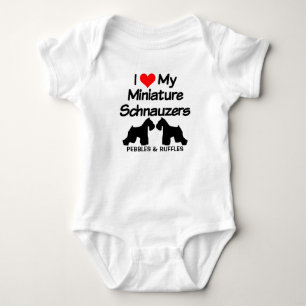 I Love My Two Miniature Schnauzer Dogs Baby Bodysuit