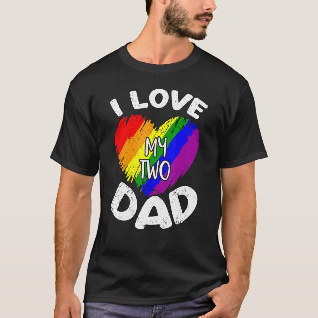 I Love My Two Moms Gay Pride Lgbt Flag Lesbian T-Shirt (Front)