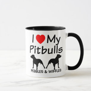 I Love My TWO Pitbull Dogs Mug