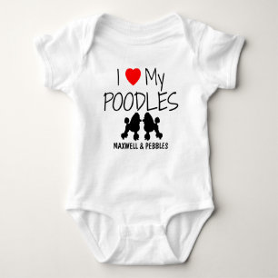 I Love My Two Poodles Baby Bodysuit