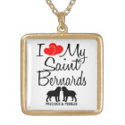 I Love My Two Saint Bernard Dogs Necklace