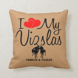 I Love My Two Vizsla Dogs Cushion