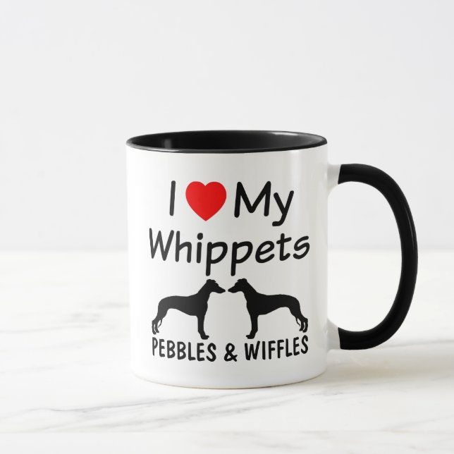 I Love My TWO Whippets Mug (Right)