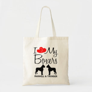 I Love My TWOBoxer Dogs Tote Bag