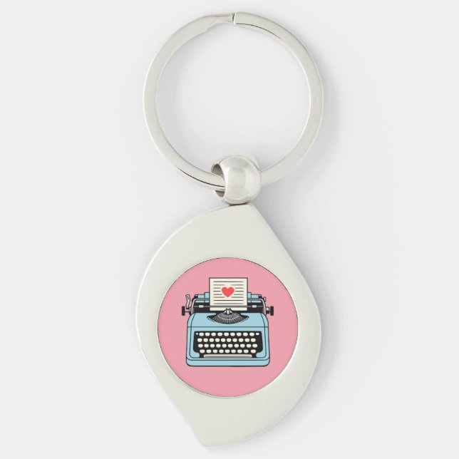 I  Love my typewriter Key Ring (Front)