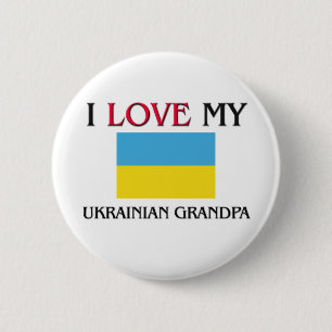 I Love My Ukrainian Grandpa 6 Cm Round Badge