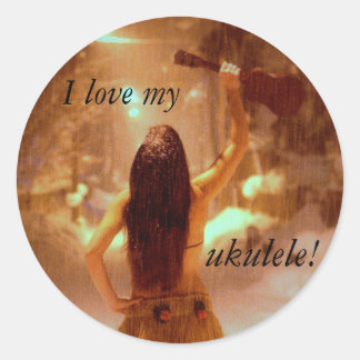 I love my ukulele! classic round sticker