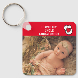 I love my Uncle name photos red love heart Key Ring
