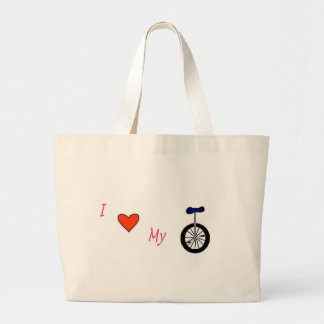 I love my unicycle large tote bag