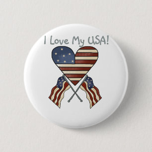 I Love My Usa 6 Cm Round Badge