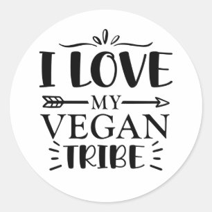 I Love My Vegan Tribe,  Classic Round Sticker