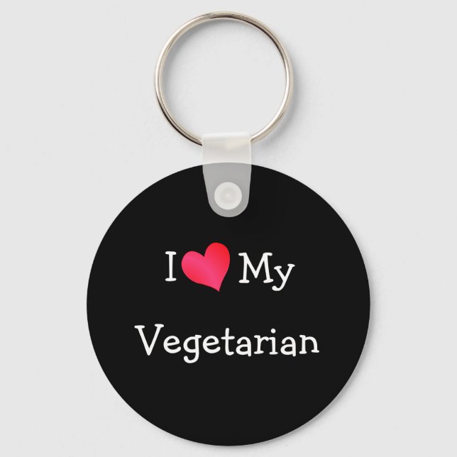 I Love My Vegetarian Key Ring (Front)